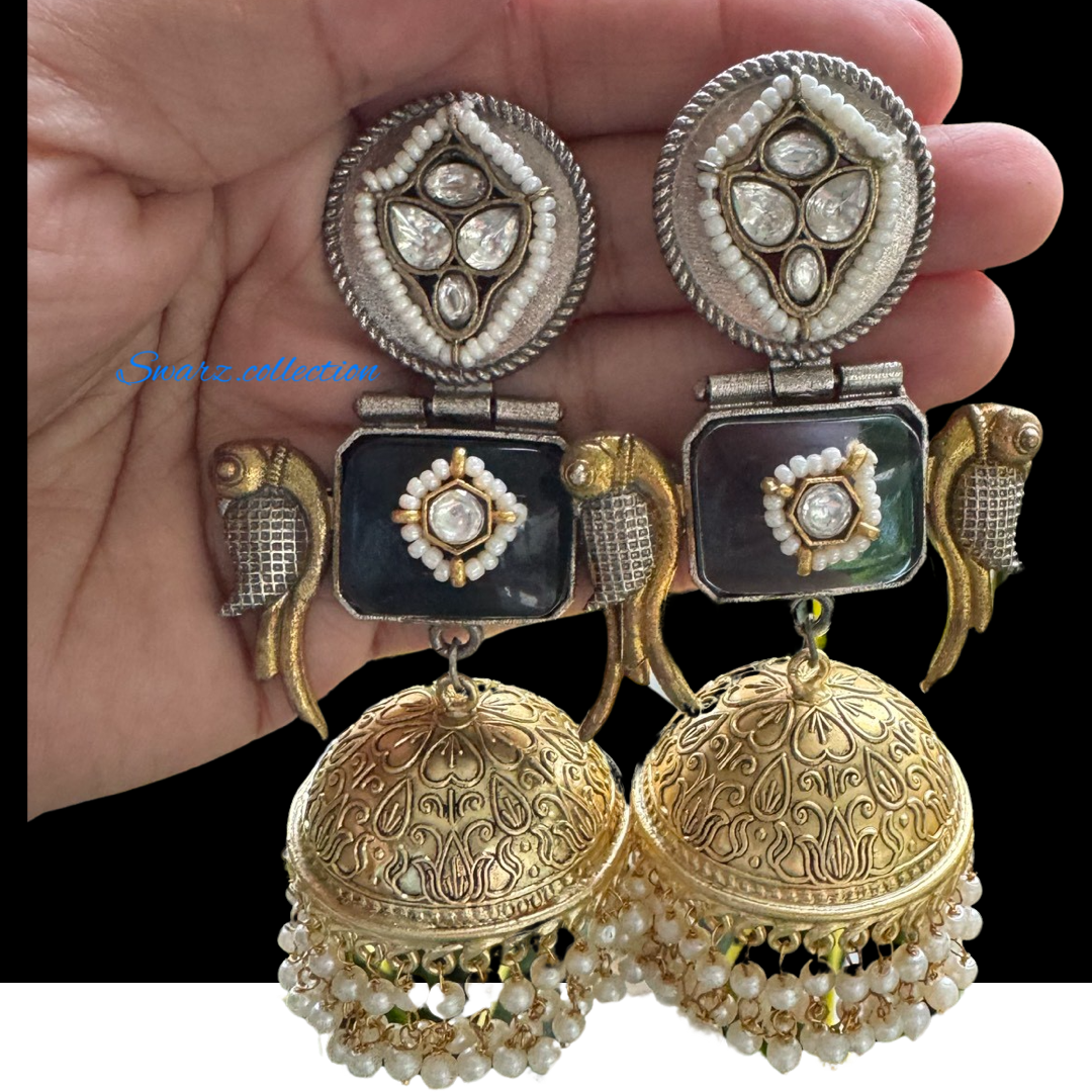 German Silver Jhumka Earrings