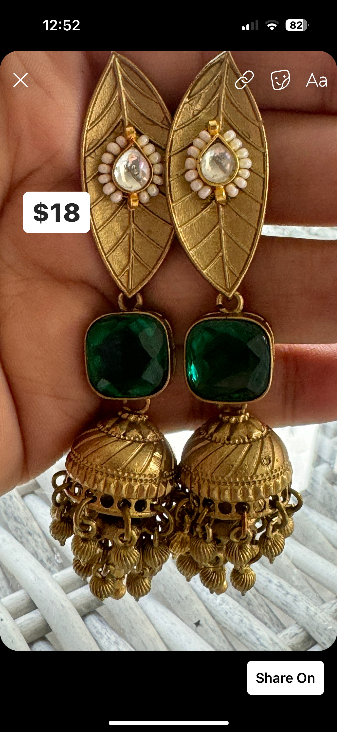 92/5 German Gold tone jhumka