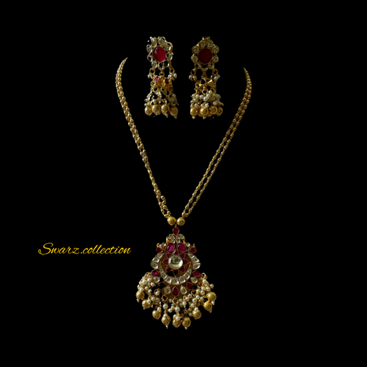 Necklace with Earrings in Pachii Kundan Goldplated